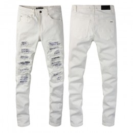 #843 amiri white cashew Patch jeans white