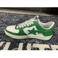 Bape Sta Patent Shoes Patent Leather Shoes Green White Women Men (Size US5-US 12)