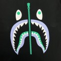 Bape blue green zippers shark face t-shirt black white