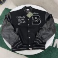 Bape 'World Gone Mad' Star Sleeve Varsity Jacket Black