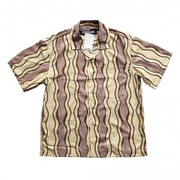 Casablanca Pocket Letter Wave Striped Silk Short Sleeve Shirt