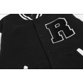 Revenge Leather Sleeve Baseball Jacket Black