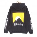 Rhude sunset printing hoodie black