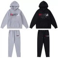 Trapstar London Towel Embroidered Hoodie & Pants Tracksuit(Red Gray White Logo)